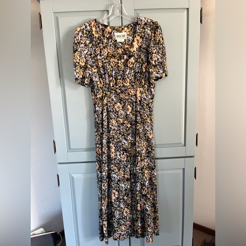 Vintage 90's Grunge Floral Maxi Dress Button Front